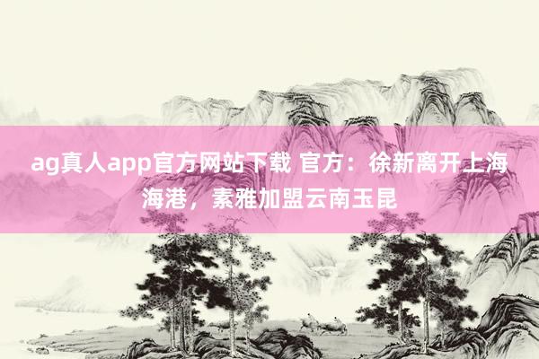 ag真人app官方网站下载 官方：徐新离开上海海港，素雅加盟云南玉昆