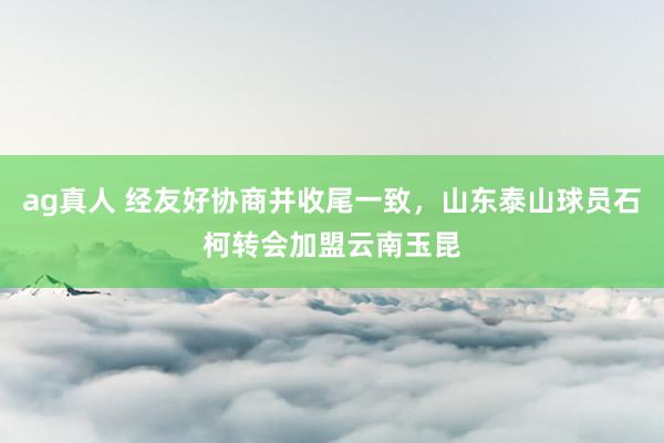 ag真人 经友好协商并收尾一致，山东泰山球员石柯转会加盟云南玉昆