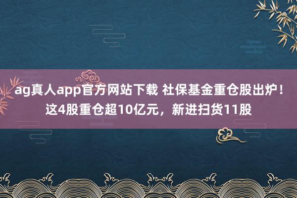 ag真人app官方网站下载 社保基金重仓股出炉！这4股重仓超10亿元，新进扫货11股