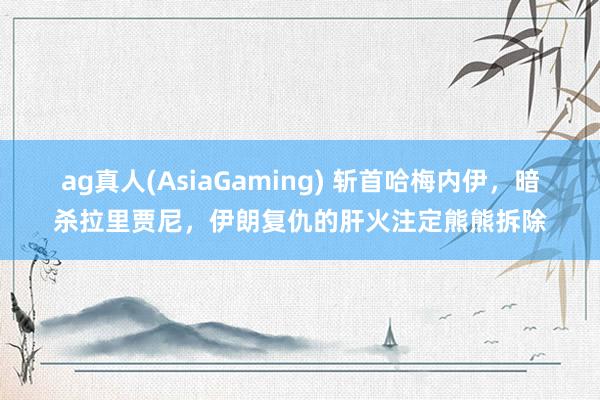 ag真人(AsiaGaming) 斩首哈梅内伊，暗杀拉里贾尼，伊朗复仇的肝火注定熊熊拆除
