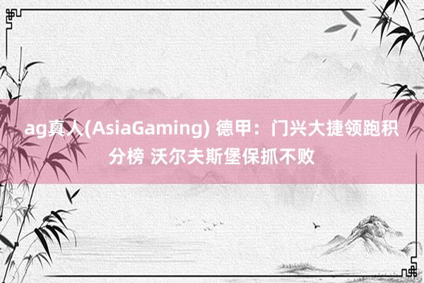 ag真人(AsiaGaming) 德甲：门兴大捷领跑积分榜 沃尔夫斯堡保抓不败