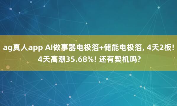 ag真人app AI做事器电极箔+储能电极箔， 4天2板! 4天高潮35.68%! 还有契机吗?