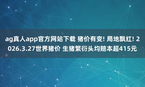 ag真人app官方网站下载 猪价有变! 局地飘红! 2026.3.27世界猪价 生猪繁衍头均赔本超415元