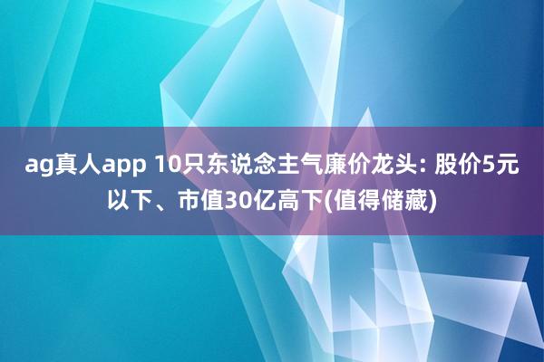 ag真人app 10只东说念主气廉价龙头: 股价5元以下、市值30亿高下(值得储藏)