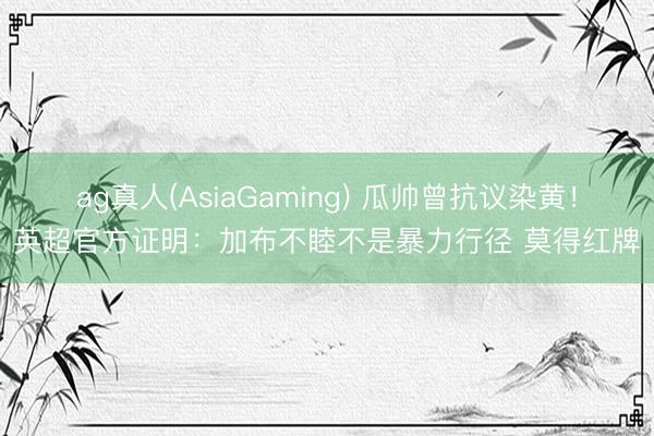 ag真人(AsiaGaming) 瓜帅曾抗议染黄！英超官方证明：加布不睦不是暴力行径 莫得红牌