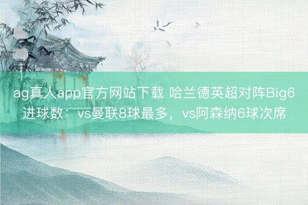 ag真人app官方网站下载 哈兰德英超对阵Big6进球数:vs曼联8球最多,vs阿森纳6球次席