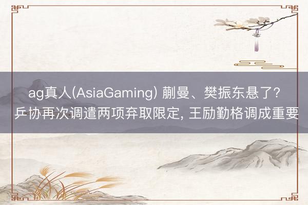 ag真人(AsiaGaming) 蒯曼、樊振东悬了? 乒协再次调遣两项弃取限定， 王励勤格调成重要