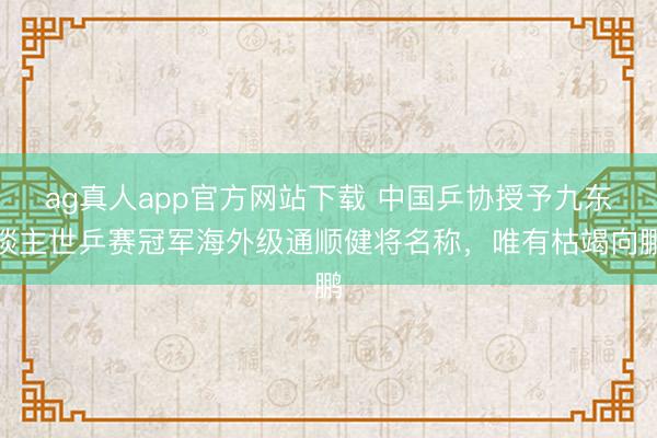 ag真人app官方网站下载 中国乒协授予九东谈主世乒赛冠军海外级通顺健将名称，唯有枯竭向鹏