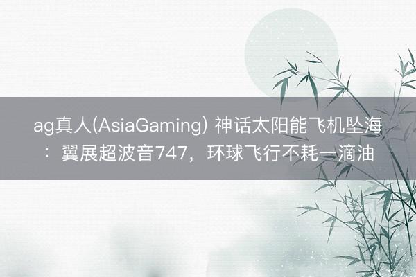ag真人(AsiaGaming) 神话太阳能飞机坠海：翼展超波音747，环球飞行不耗一滴油