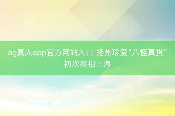 ag真人app官方网站入口 扬州珍爱“八怪真货”初次亮相上海