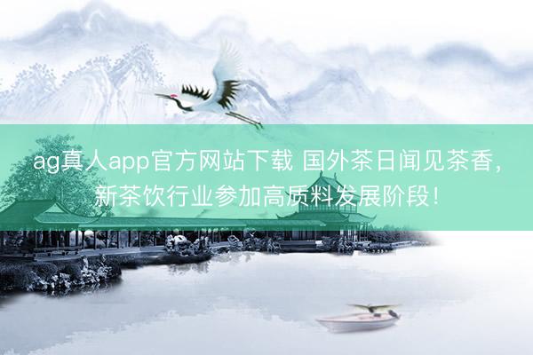 ag真人app官方网站下载 国外茶日闻见茶香，新茶饮行业参加高质料发展阶段！