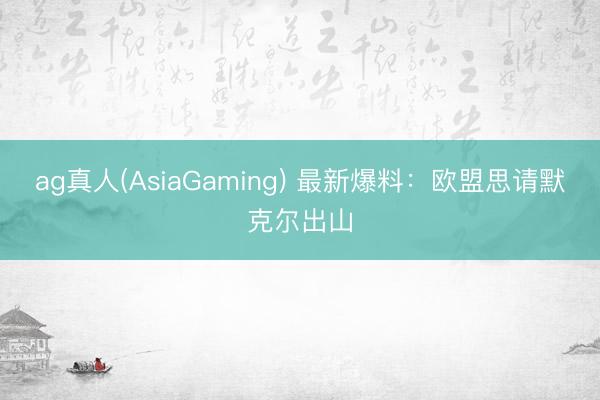 ag真人(AsiaGaming) 最新爆料：欧盟思请默克尔出山