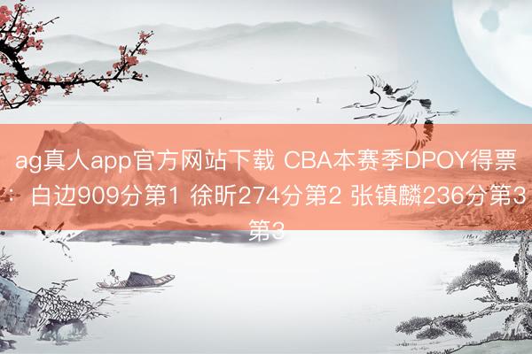 ag真人app官方网站下载 CBA本赛季DPOY得票：白边909分第1 徐昕274分第2 张镇麟236分第3