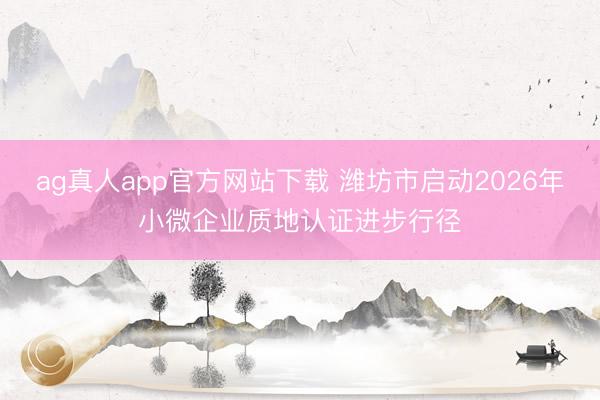 ag真人app官方网站下载 潍坊市启动2026年小微企业质地认证进步行径