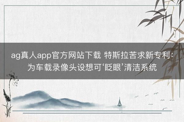 ag真人app官方网站下载 特斯拉苦求新专利：为车载录像头设想可‘眨眼’清洁系统