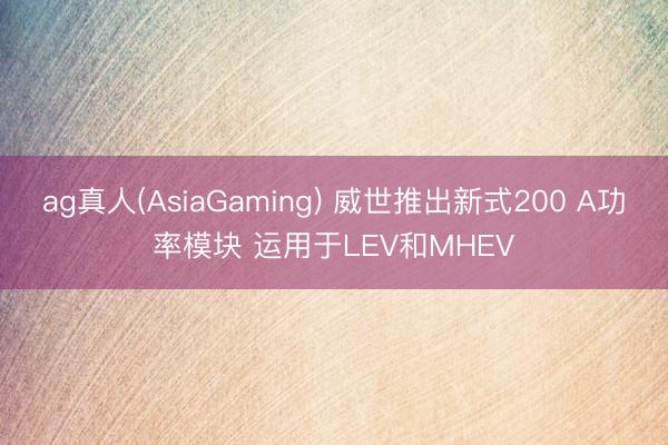 ag真人(AsiaGaming) 威世推出新式200 A功率模块 运用于LEV和MHEV