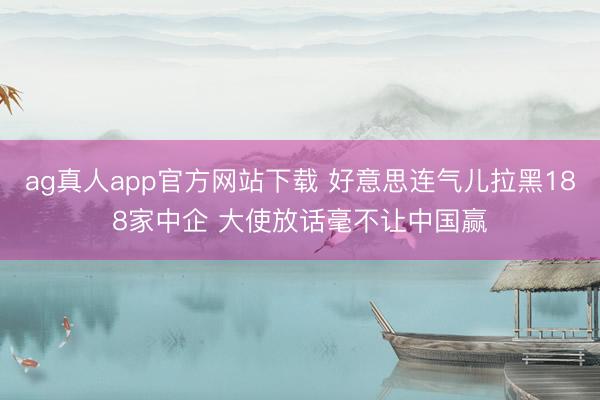 ag真人app官方网站下载 好意思连气儿拉黑188家中企 大使放话毫不让中国赢