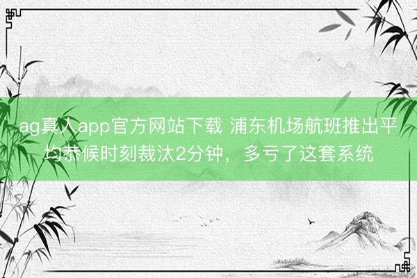ag真人app官方网站下载 浦东机场航班推出平均恭候时刻裁汰2分钟，多亏了这套系统